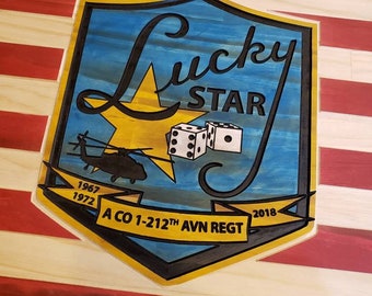 Rustic American Flag: 1-212th Aviation Regiment, Lucky Star