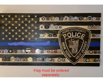 Challenge Coin Holder Add-on: Thin Blue Line Flag Display