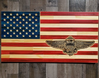 Naval Aviator Rustic American flag, Navy Pilot, Navy flight crew