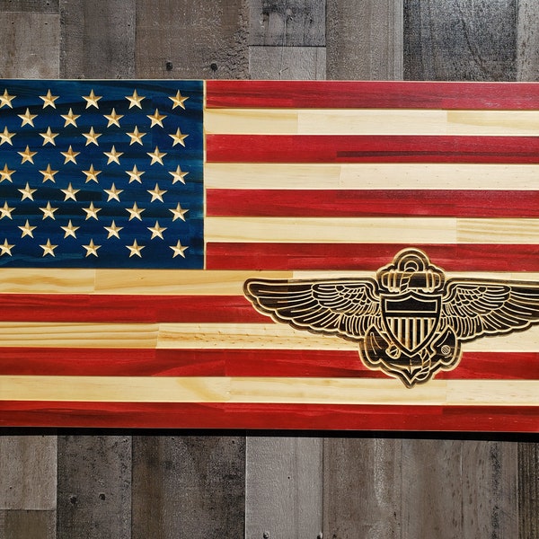 Naval Aviator Rustic American flag, Navy Pilot, Navy flight crew