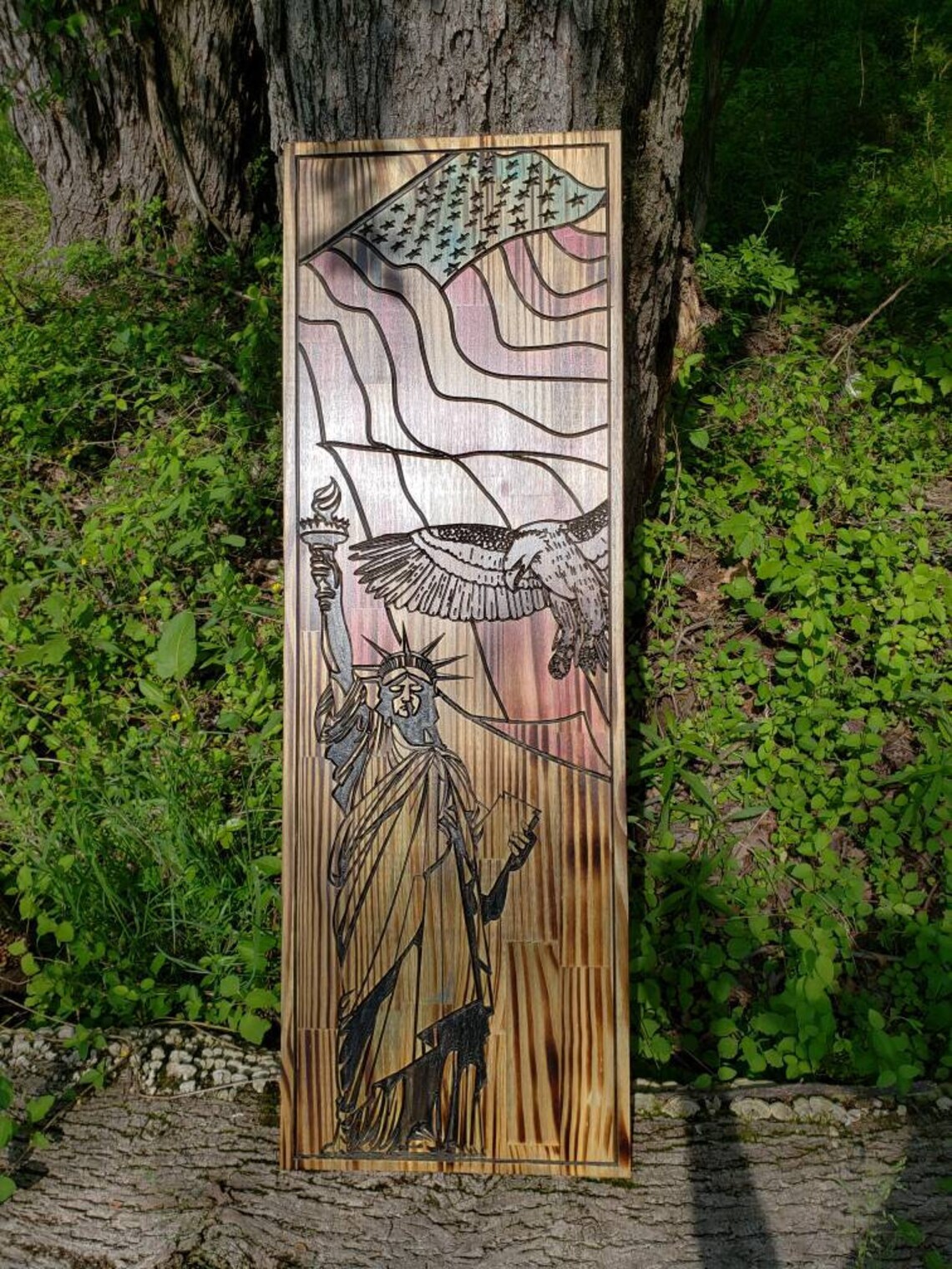 Statue of liberty with eagle & flag image 0