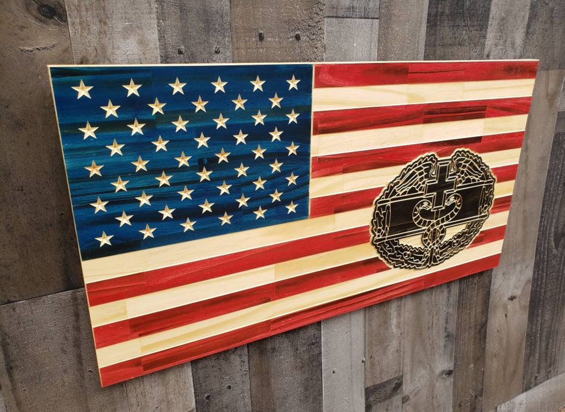 CMB. Combat Medical Badge American Rustic Flag - Etsy
