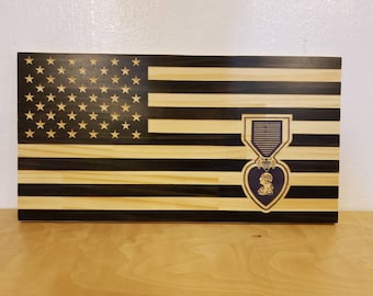 Purple heart subdued American flag.