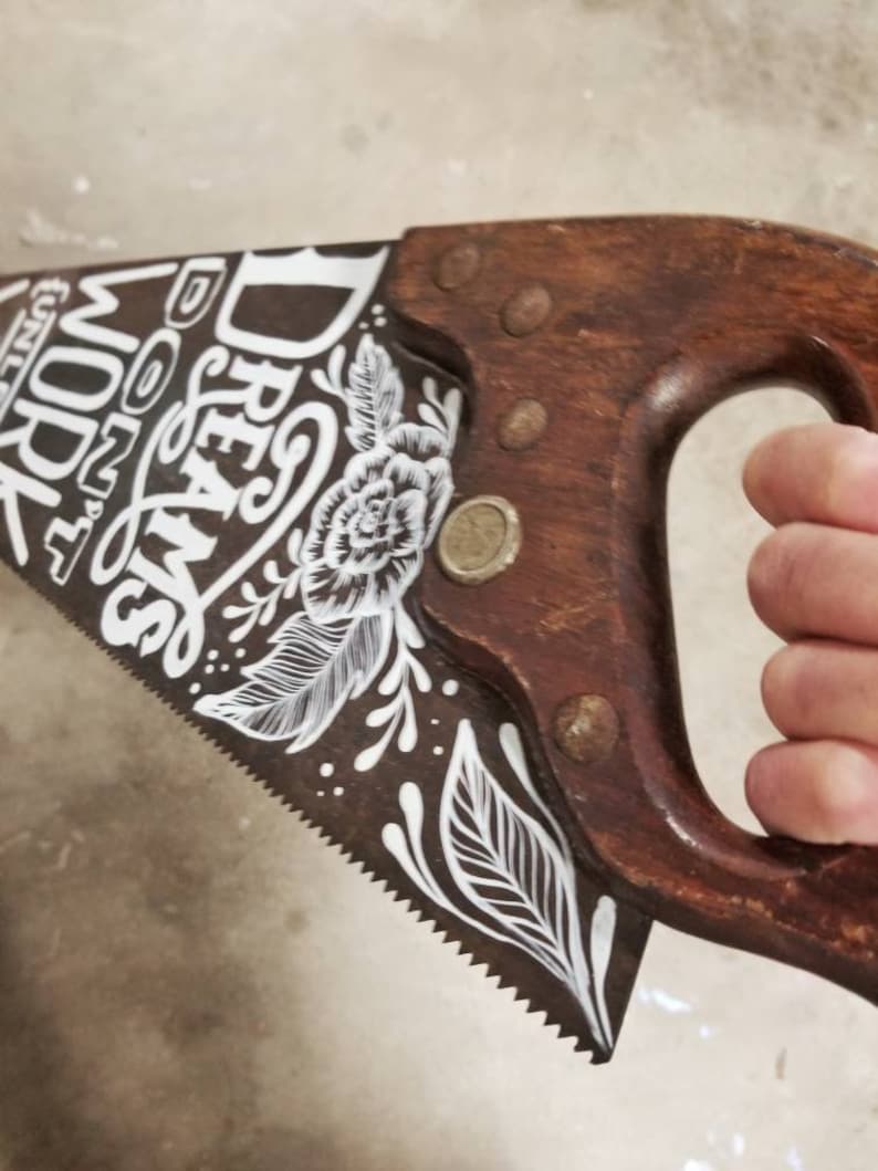 Painted Hand Saw Farmhouse Decor Metal Wall Art Rustic Etsy