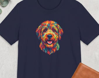 Lagotto Romagnolo T-Shirt, Colorful Italian Water Dog Shirt, Rainbow Truffle Hunter Face