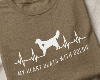 Golden Retriever Heartbeat Shirt, Dog Mom Dad Pet Lover Tee