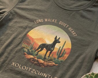 Xoloitzcuintle T-Shirt, Boho Desert Dog Lover Gift, Mexican Hairless Dog Tee