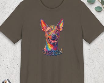 Personalized Xoloitzcuintli Dog Portrait T-Shirt, Custom Mexican Hairless Breed Art