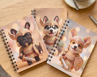 Dog Breed Knight Spiral Notebook – Fantasy Warrior Dog Art Journal