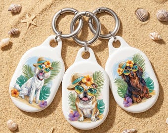 Dog Breed AirTag Case Keychain | Summery Sketch Art