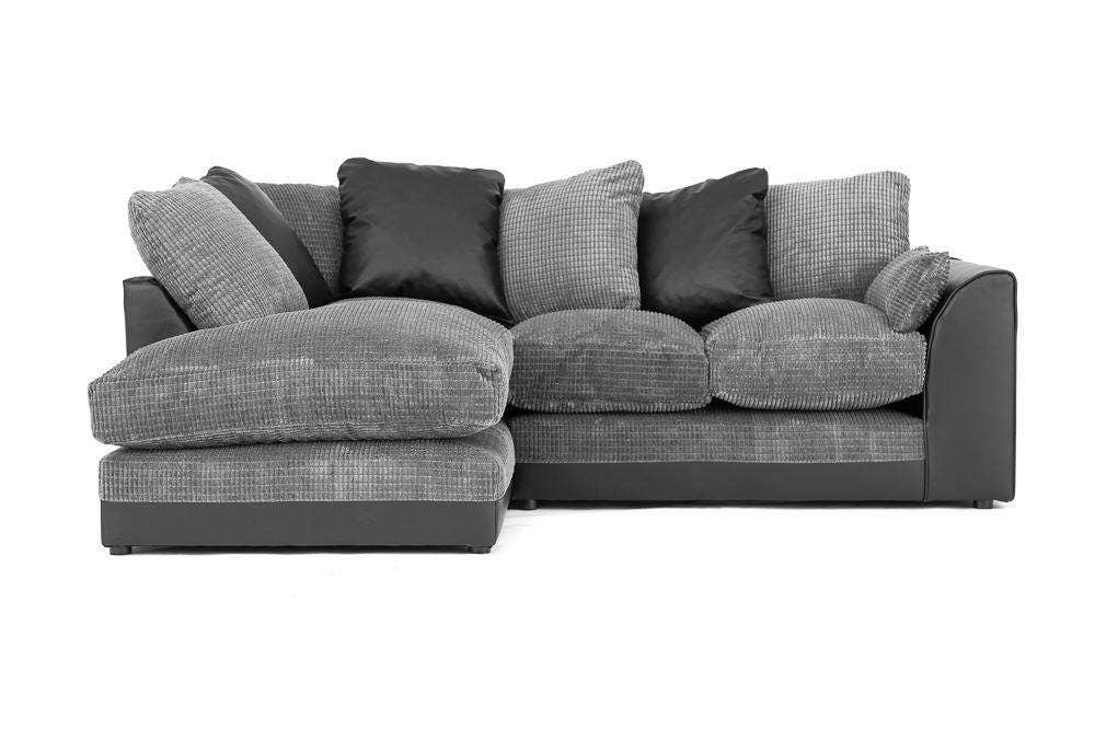 Dylan jumbo Cord Corner Sofa Black /Gray 1 Year Warranty Etsy