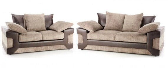 Dino Jumbo Cord Brown Beige 3 2 Seater Sofa