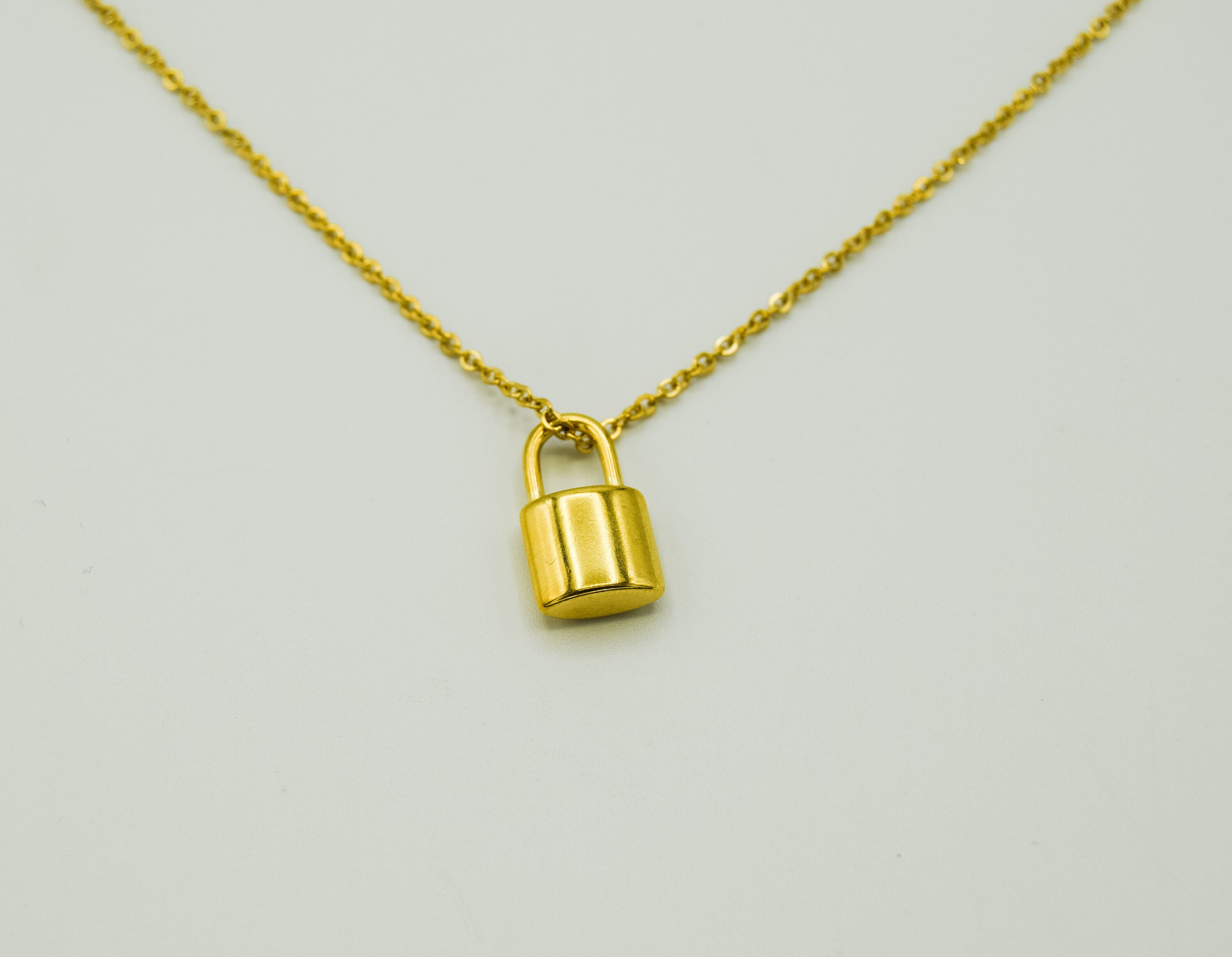 Dainty Lock Chain Necklace, Lock Necklace, Lock Chain Layering Necklace ...
