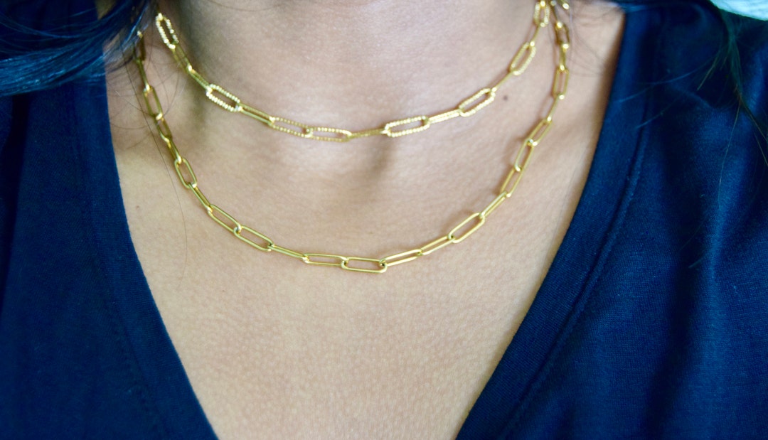 MEMFALL Collier en or épais pour femme avec chaîne