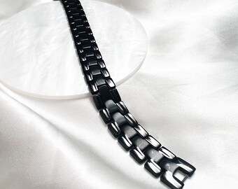 Mens Black Bracelet, mens chain Bracelet, black Bracelet for Men, Valentines day gift, Friend gift, Fathers day gift, black Bracelets