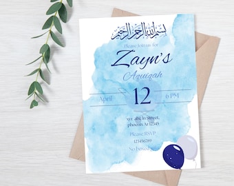 Anpassbare Aqiqah Einladung Digitaler Download, Aqeeqah Party Einladung, muslimische Babyparty einladen
