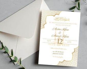 Aanpasbare Nikkah-uitnodiging, moslimhuwelijksuitnodiging (digitale download)