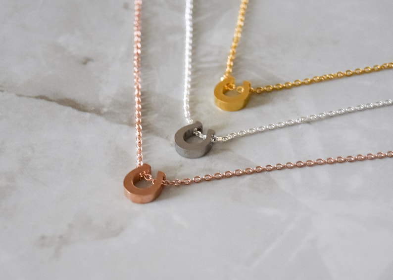 dainty horse shoe Tiny Horseshoe Necklace on Dainty gold and silver horseshoe necklace Rose gold horseshoe necklace Delicate Chain