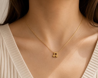 Dainty Music Note Necklace, Stainless Steel Chain