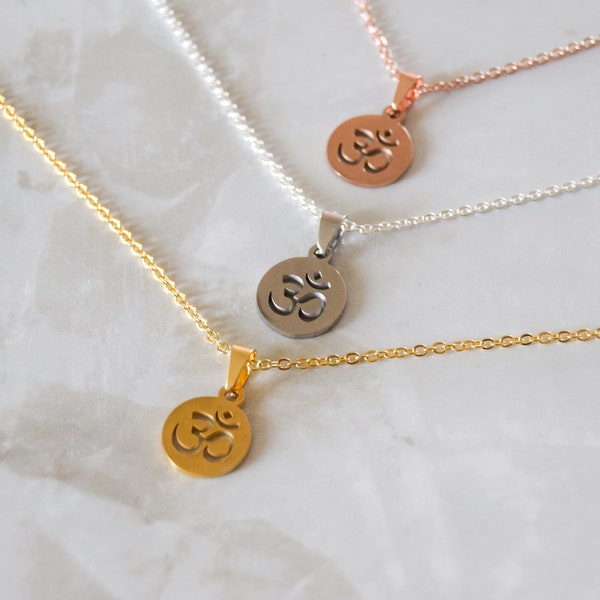 Collier Om, collier Dainty Om, collier Om en or rose, collier religieux hindou, collier sacré, bijoux religieux