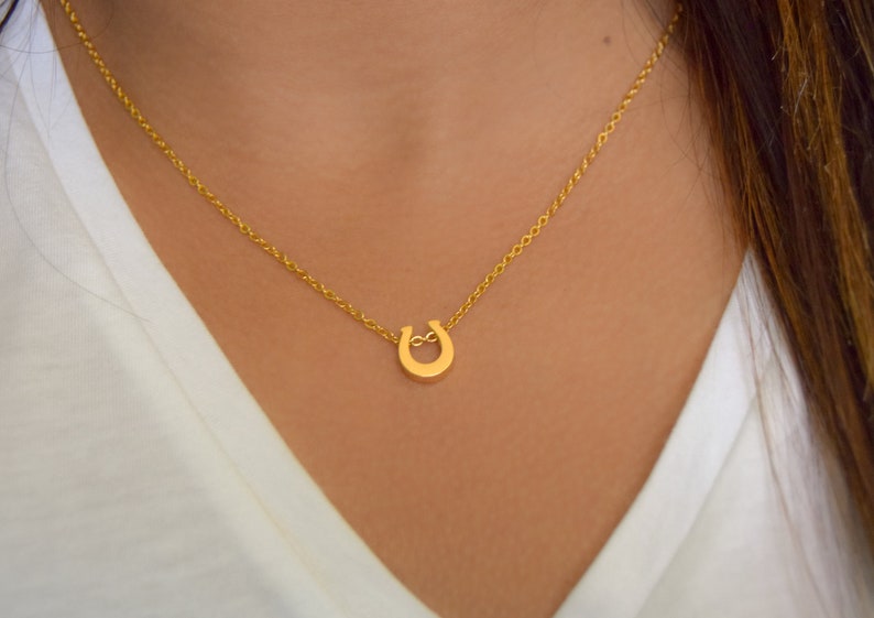 dainty horse shoe Tiny Horseshoe Necklace on Dainty gold and silver horseshoe necklace Rose gold horseshoe necklace Delicate Chain