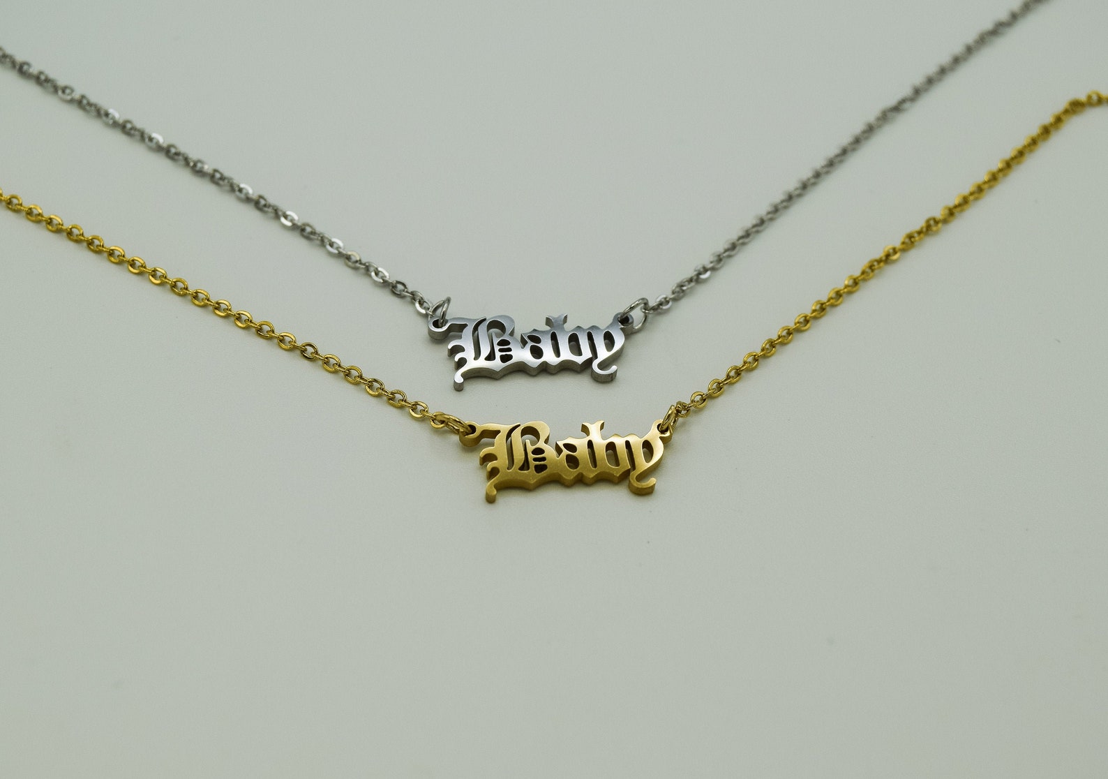 Baby Necklace Baby Name Necklace Baby Pendant Baby Chain Etsy