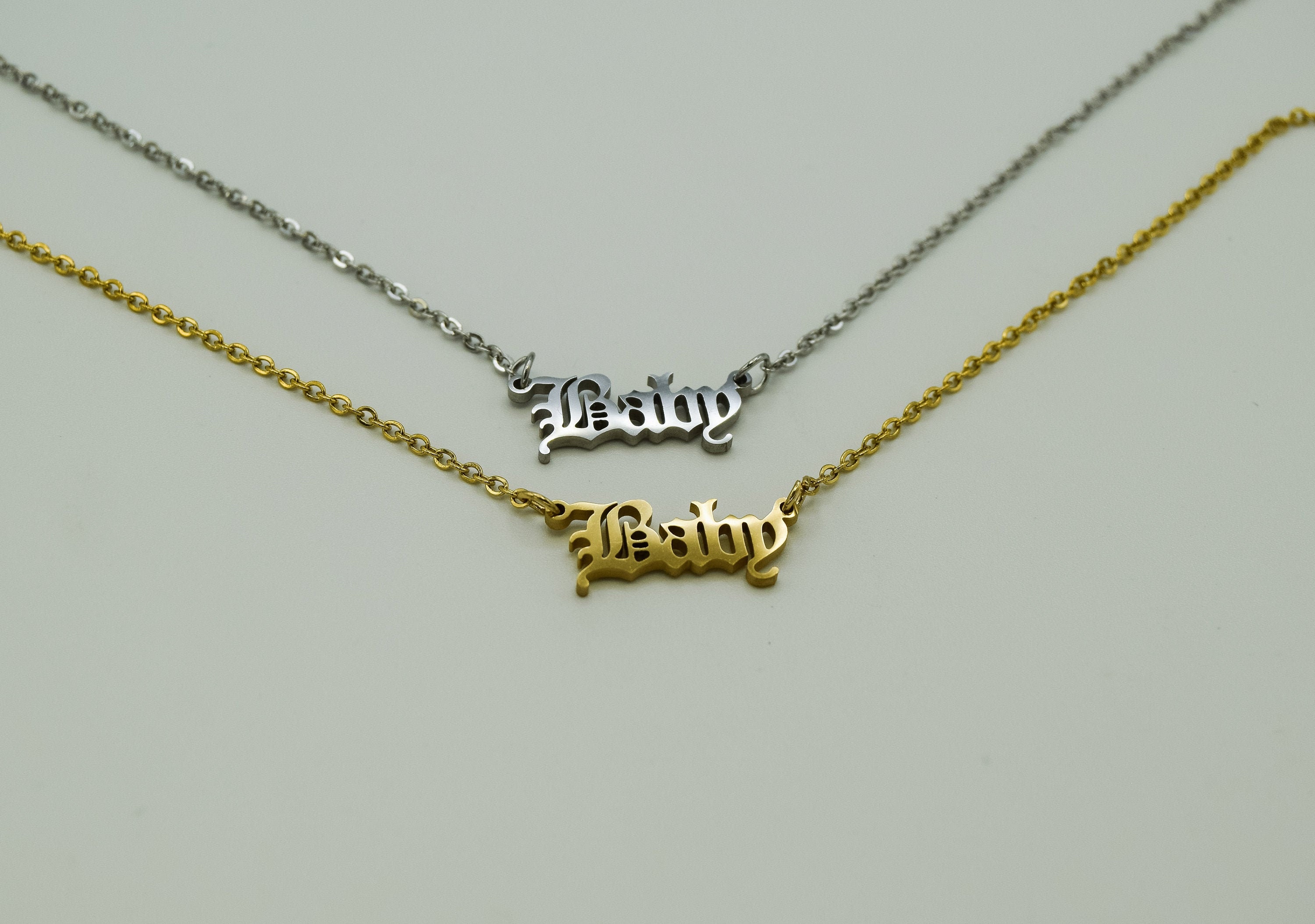 Baby Necklace Baby Name Necklace Baby Pendant Baby Chain Etsy