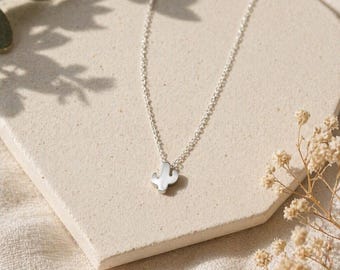 Dainty Cactus Necklace, Rose Gold Plated Chain, Minimalist Jewelry, Layering Necklace