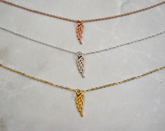 Dainty wing necklace, Rose gold, gold and Silver wing necklace, Angle wing necklace, delicate wing necklace, Cute wing necklace, Tiny wing