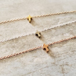 Cross Bracelet, Dainty Cross Bracelet, Rose gold Cross Bracelet, Cross Bracelet, Confirmation Gift, Christian Bracelet, Religious Jewelry