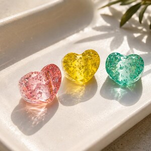Anello a cuore in acrilico massiccio, stile estivo colorato