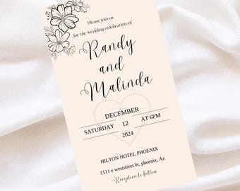 Elegant Floral Wedding Invitation Template | Minimalist Design (DIY Printable)