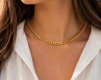 Unisex Cuban Chain Necklace, Stainless Steel Choker
