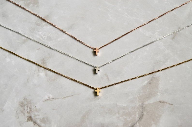 Cross Necklace, Dainty Cross Necklace, Rose gold Cross Necklace, Cross Necklace Confirmation Gift, Christian Necklace, Religious Jewelry 