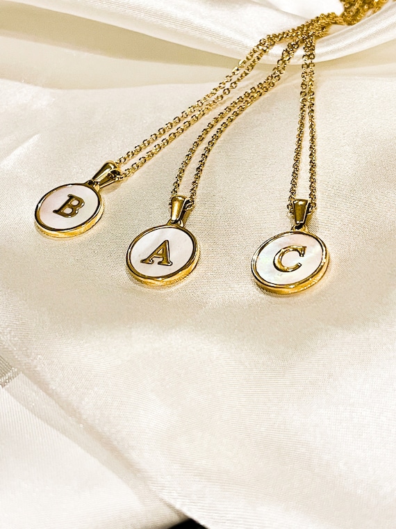 Gold Pearl Initial Necklace Initial Necklace Bridesmaid Gift