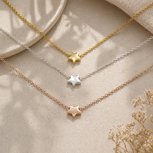 Dainty Star Necklace, Bridesmaid Gift, Rose Gold, Silver, Gold