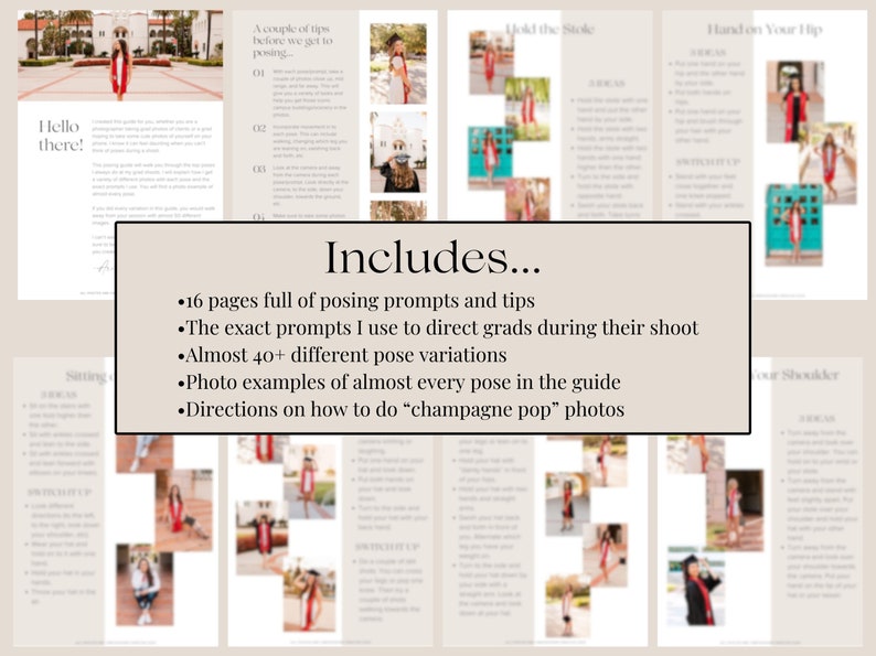 Graduation Posing Guide for Photographers - Grad Posing Guide - 2024 ...