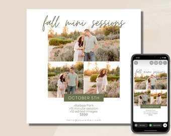 Fall Mini Session Flyer | Canva Template for Mini Sessions | Mini Session Guide for Fall Minis