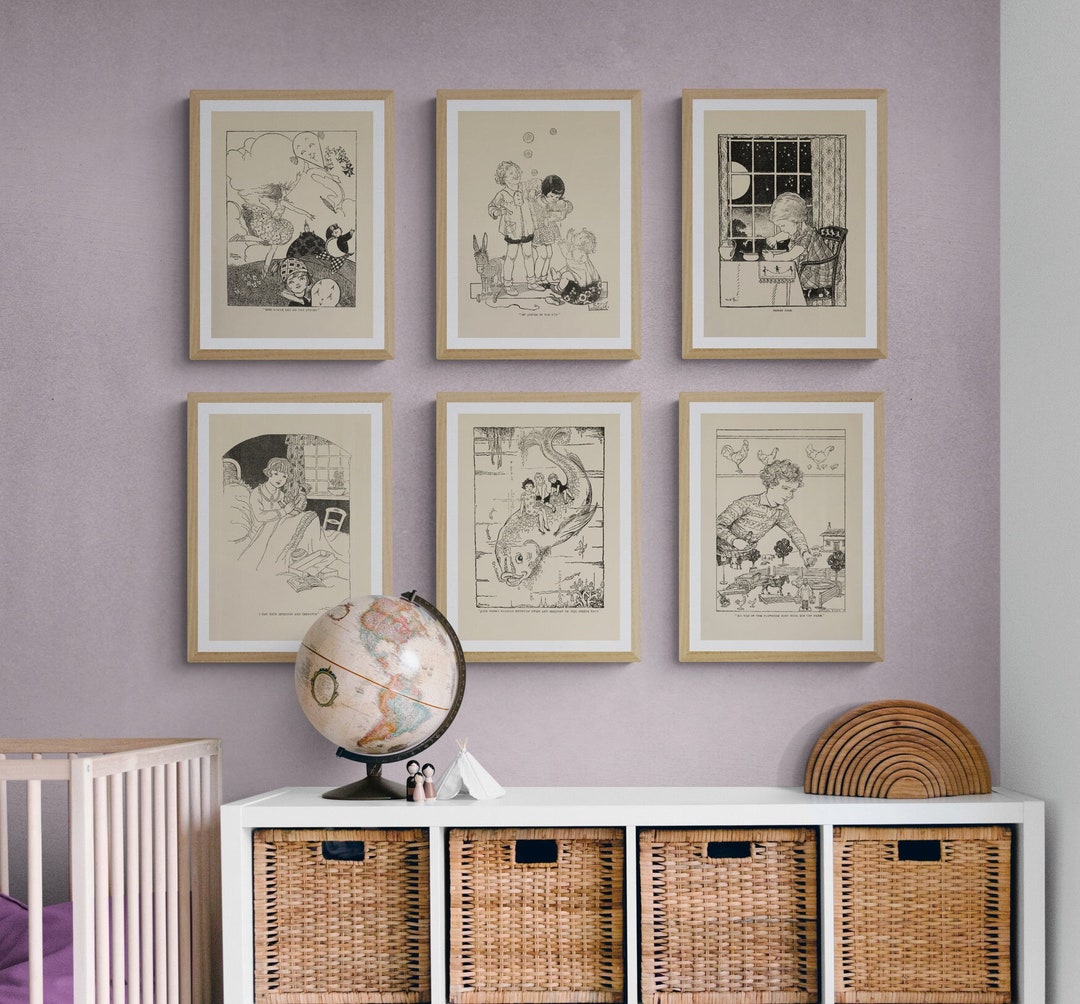 Set of 6 Vintage Childrens Instant Downloadable Wall Art Prints. Teddy ...