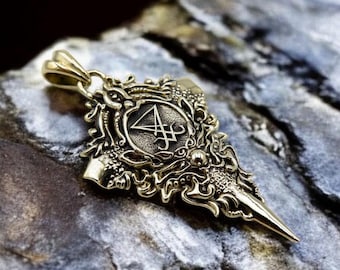 Sigil of Lucifer Pendant, Seal of Satan Pendant, Satanic Lucifer Symbol Talisman Protective Amulet Exclusive Gift Brass Jewelry