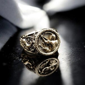 Horoscope Sagittarius Ring, Zodiac Sagittarius Ring, Zodiac Ring, Gothic Ring For Best Friend Horoscope Brass Jewelry her Father's Day