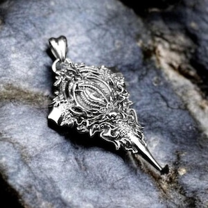 925 Sterling Silver Gothic Dragon Eye Pendant, Dragon Eye&#39;s Signet Pendant Scandinavian Norse Viking Punk Gothic Jewelry