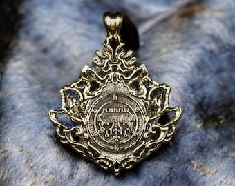 Colgante de latón con sello de Belial, sello demoníaco de Salomón de Goetia, amuleto protector