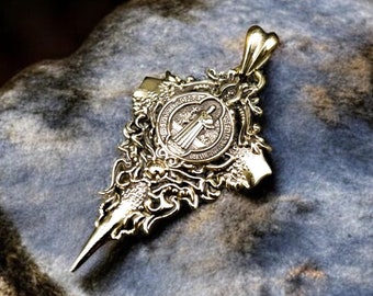 St Benedict Exorcism Cross Demon Protection Pendant, St Benedict Pendant, Amulet Brass Pendant Gift Ideas