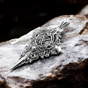 925 Sterling Silver Sigil of Lucifer Pendant, Seal of Satan Pendant, Satanic Lucifer Symbol Talisman Protective Amulet Exclusive Gift