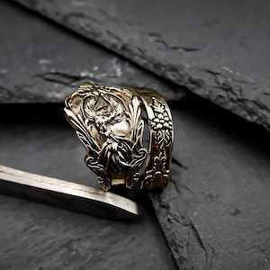 Mens Phoenix Ring Bird Amulet Jewelry Birthday Gift Ideas for him Brass Jewelry