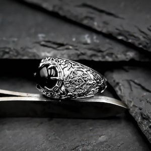 925 Sterling Silver Onyx Freemason Masonic Ring, Master Mason Silver Men Signet Ring, Masonic Symbol Jewelry