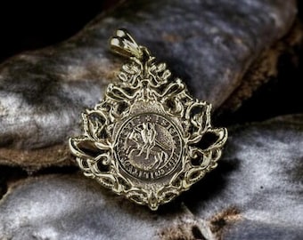 Knight Templar Brass Pendant, Seal of Solomon Temple, Protective Amulet