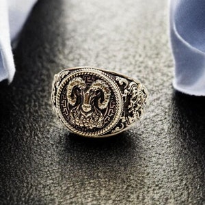 Ram Ring, Gothic Goat Ring, Baphomet Satanic Animal Ring For Men Protection Brass Jewelry