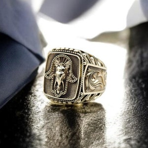 Hamsa Elephant Ring, Hand Of Fatima Ring for Men, Good Luck Symbol Ring Gift For Men&#39;s Women Brass Jewelry